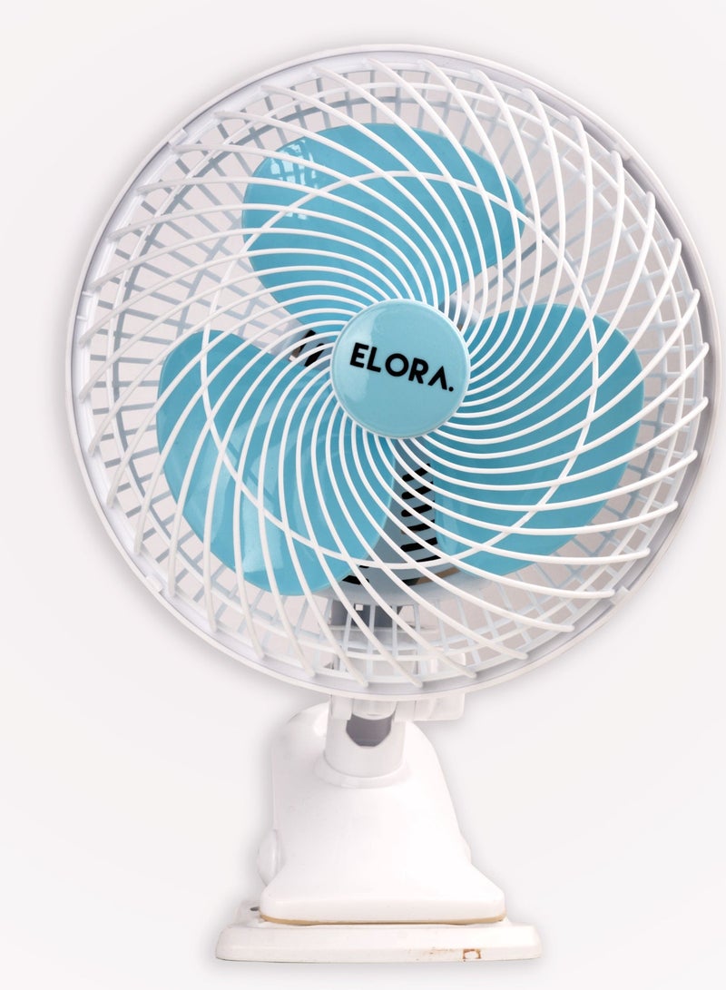 Elora 2-in-1 Desk Fan with Oscillation, Plastic Clip Fan with 3 Blades and Safety Grill. ELCF-6345 White - Image 2